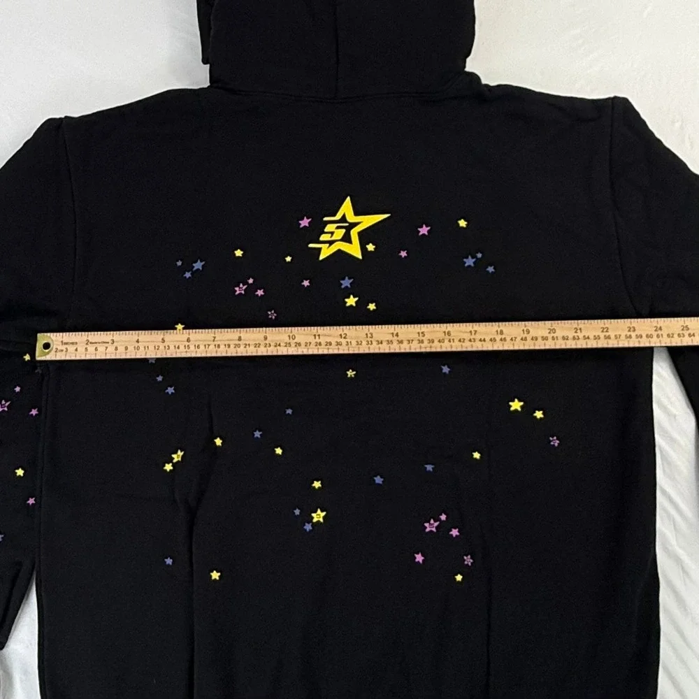 Sp5der Worldwide Nevermind the Punk Hoodie Black Pink Puff Print Large